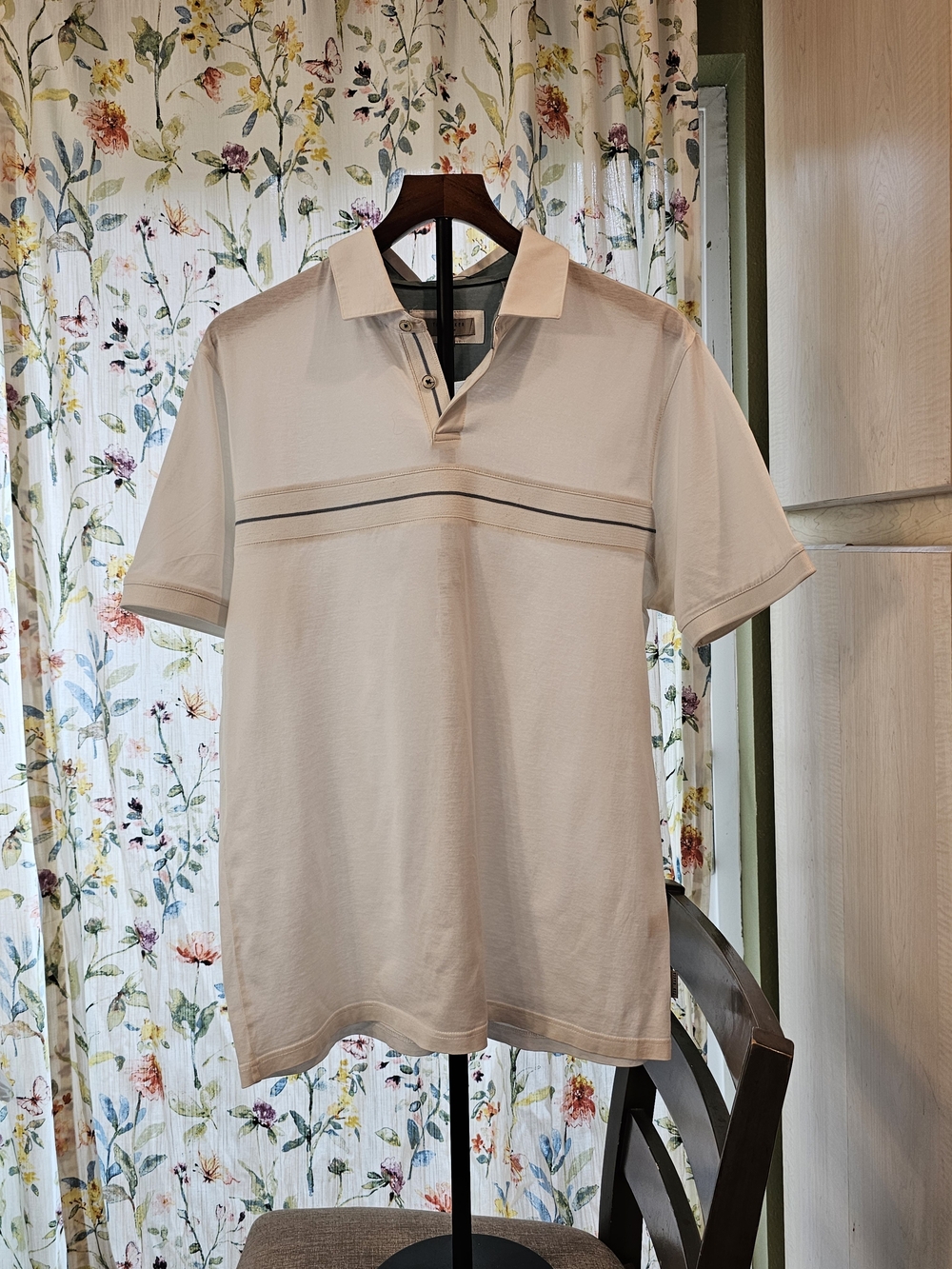 Ted Baker Cream Polo with Subtle Stripe